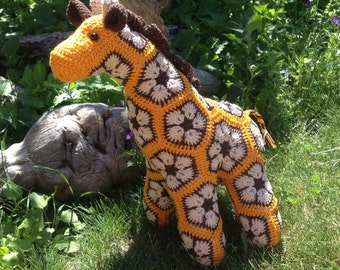 Custom Handmade Crochet African Flower Giraffe