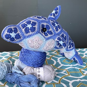 Custom handmade African Flower crochet Dolphin image 3