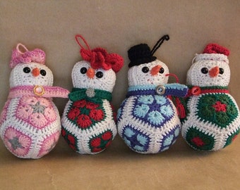 Snowmen Christmas Ornaments Crochet