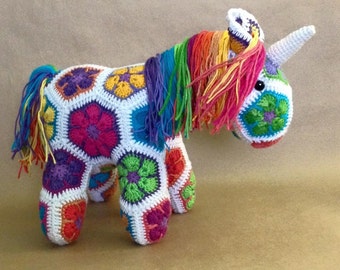 Custom Handmade African Flower Crochet Unicorn
