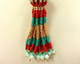 Tassel Pendant Beading pattern tutorial step by step photo instructions