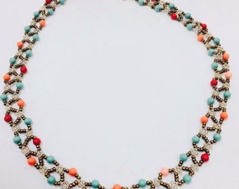 Allure Netzkette mit 4mm Swarovski Perlen Perlenmuster Perlen Tutorial