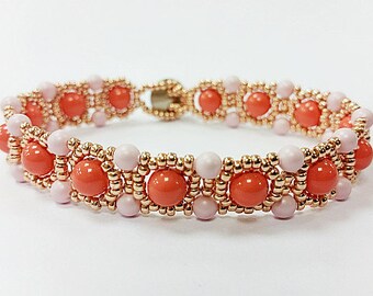 Cross-weave Beadwork Bracelet Pattern Tutorial Step by Step Diagrams - Art Deco Bracelet