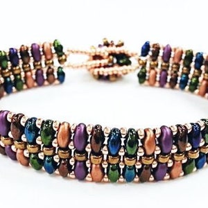 Superduo & seed bead beading pattern bracelet beading tutorial Beginner
