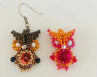 Perlen Eulen Ohrringe Perlen Muster Perlen Tutorial mit Fotos und Anweisungen Peyote & Herringbone