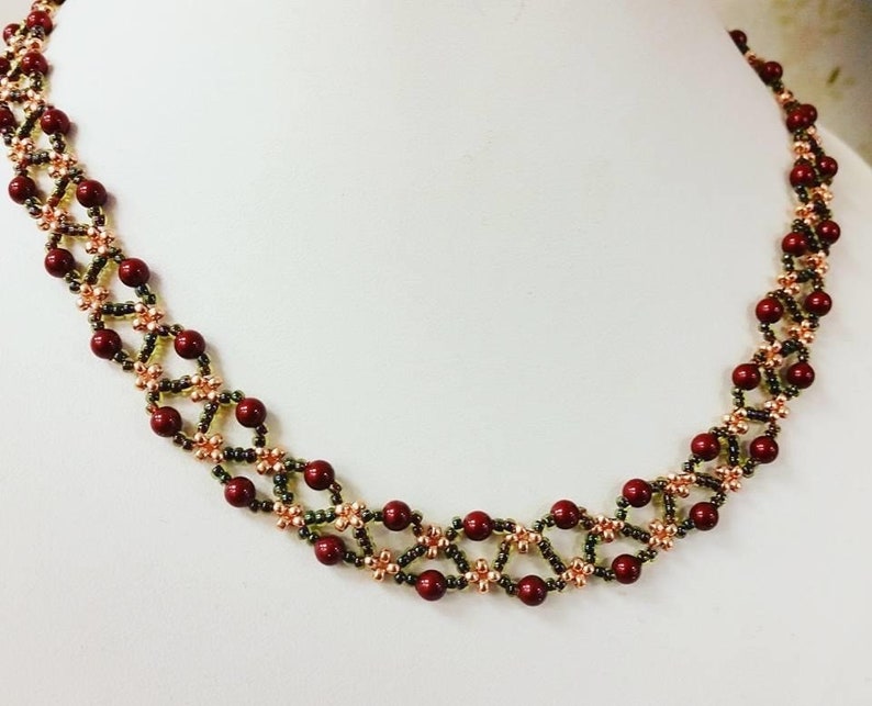 Allure Netted Necklace Using 4mm Swarovski Pearls Beading - Etsy