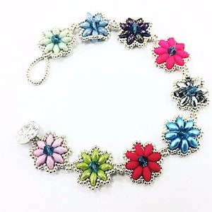 Flower Superduo bracelet beading pattern beading tutorial bracelet