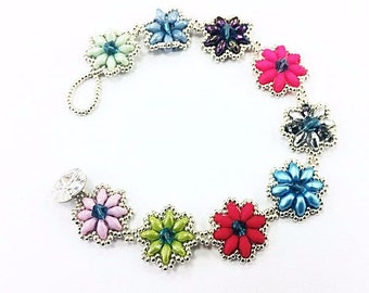 Flower Superduo bracelet beading pattern beading tutorial bracelet