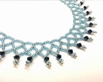 Beaded Netted collar beading pattern using Swarovski beading tutorials