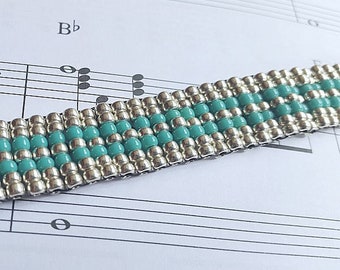 Learn a Stitch beading pattern Tutorial Ladder Stitch using 1 needle step by step diagram photo instructions