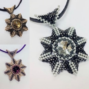 8 Pointed Star Ishtar Pendant Beading pattern with photo diagram instructions Beading tutorials