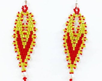 Zwei Tropfen Peyote Feder Ohrringe Perlenmuster Perlenanleitung