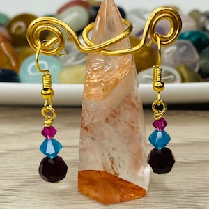 Swarovski crystal beaded earrings gold plated drop