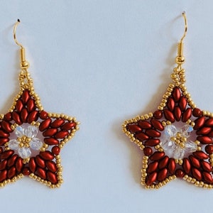 Star Duo beaded Earrings pattern beading tutorial beading pattern
