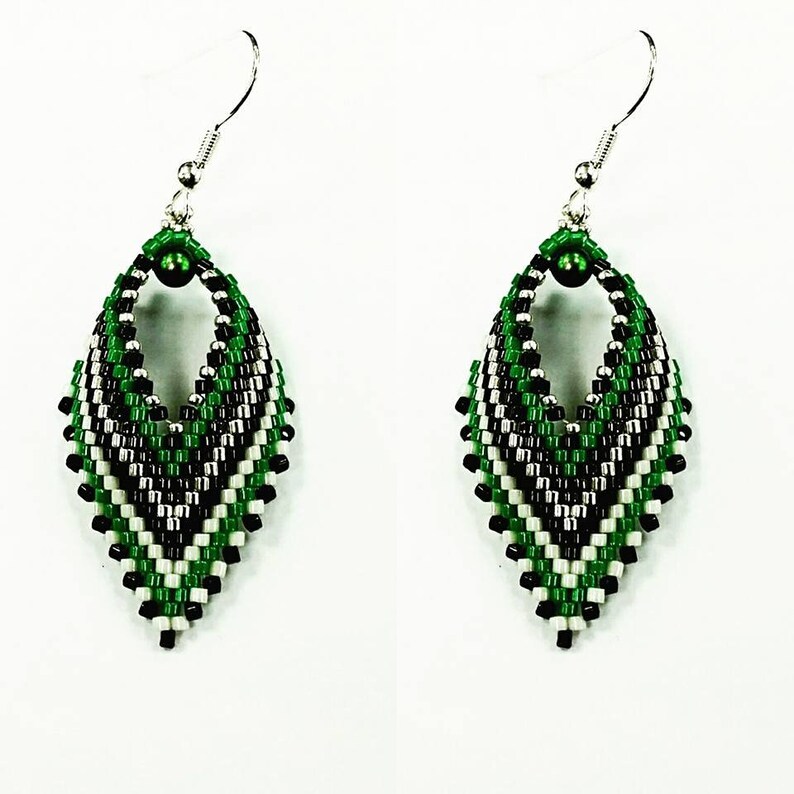 Beading Pattern Russian Leaf Earrings Delica Beads Beadwork Pattern
