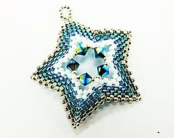 Peyote Geometrischer Perlen 5-zackiger Stern Anhänger mit Crystal Beading Muster mit Bildern / Diagrammen Perlen-Anleitung