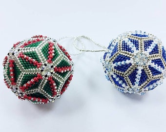 Geometic Christmas Bauble Delica beading pattern Beading Tutorials with Swarovski