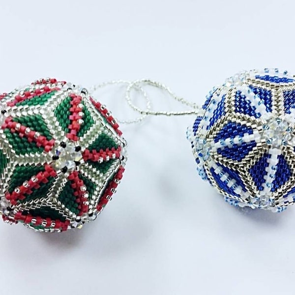 Boule de Noël géométrique Delica motif de perles Tutoriels de perles avec Swarovski