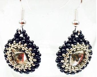 Circular Peyote Bezel Swarovski Rivoli Ohrringe Perlenmuster Perlen Tutorial