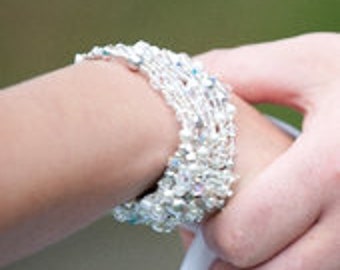 Fädelmuster Verkrustetes Armband mit Swarovski Peyote Anleitung und gefädelte Perlen