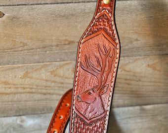 Leather Sling, Strap, Gifts for Him, Sportsman, Outdoorsman, Mule Deer, Ready to Ship, Gifts for Dad, Belt, Custom, Personalized