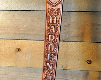 Custom Tooled Leather Sling, Personalized Western Cattle Brand Strap, Sportsman Gift