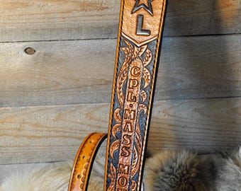 Custom Sling, Personalized Leather Strap, Western, Cattle Brand, Ranch, Farm, Sportsman, Gifts for Him, Dad