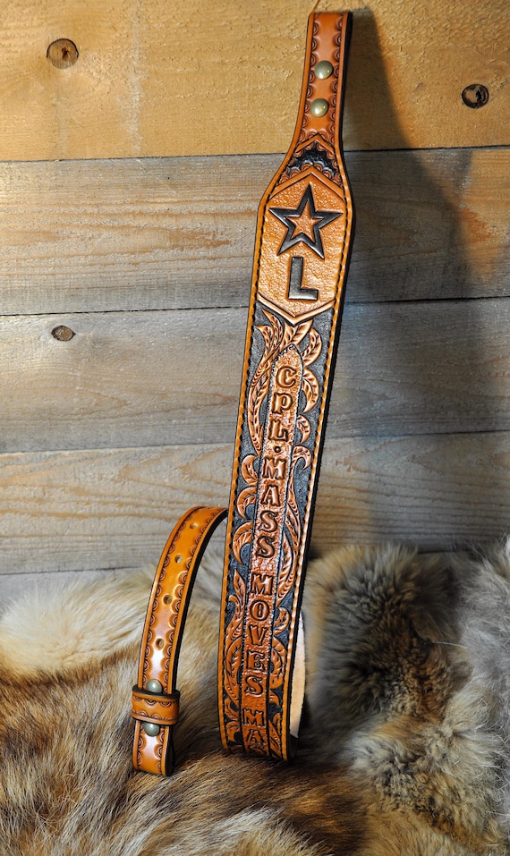 Custom Sling, Personalized Leather Strap, Western, Cattle Brand, Ranch, Farm, Sportsman, Gifts for Him, Dad