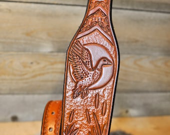 Leather Sling, Strap, Gifts for Him, Sportsman, Outdoorsman, Mallard, Duck, Gifts for Dad, Belt, Custom, Personalized