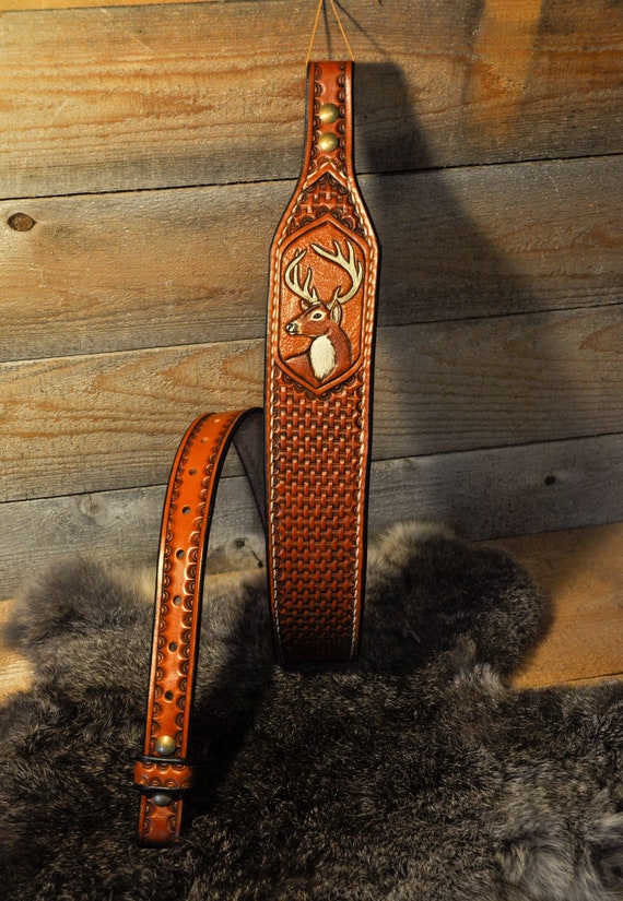 Custom Leather Sling, Made to Order, Sling, Gifts for Him, Sportsman, Outdoorsman, White tailed Deer, Personalized, Wildlife