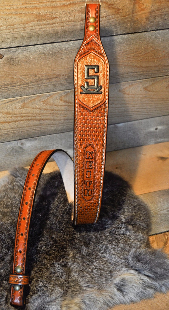 Custom Sling, Personalized Leather Strap, Western, Cattle Brand, Ranch, Farm, Sportsman, Gifts for Him, Dad