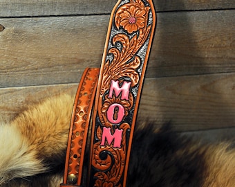 Hand-Tooled Leather Sling, Gift's for Mom, Floral, Western, Personalized Strap, Custom, Handmade