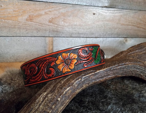 Leather Dog Collar, Western Leather, Custom Leather, Gifts for Pets, Floral Collar, Custom Dog Collar, Personalized dog collars