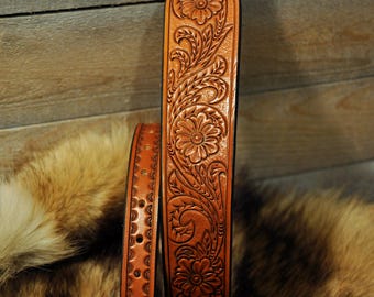 Leather Strap, Sling, Country Western, Cowgirl, Cowboy, Tooled, Floral, Farm, Custom, Handmade
