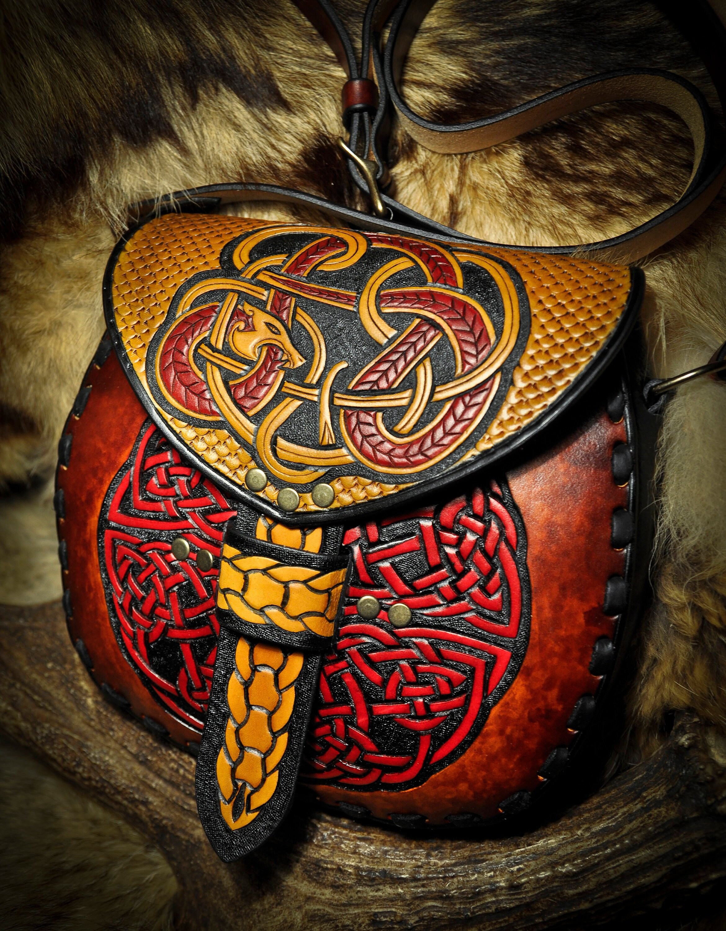 Viking Bag Leather Crossbody Purse Celtic KnotWork Etsy