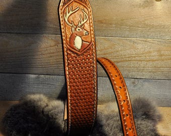 Custom Leather Sling, Made to Order, Sling, Gifts for Him, Sportsman, Outdoorsman, White tailed Deer, Personalized, Wildlife