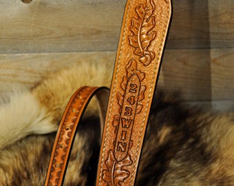 Custom Sling, Personalized Leather Strap, Western, Oak Leaf, Farm, Sportsman, Gifts for Him, Dad