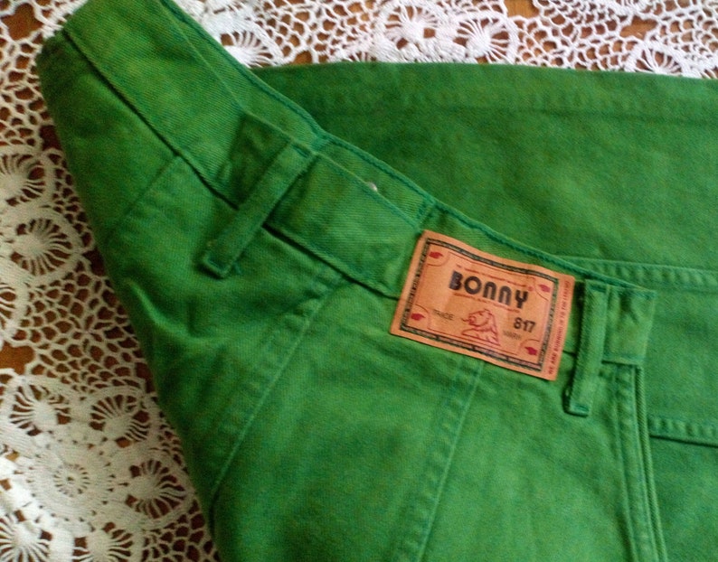 mini skirt button up skirt jean skirt high waist skirt vintage 90s skirt size 28 29 30 xs s m l Green Denim Skirts