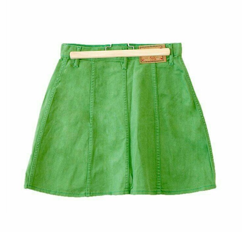 mini skirt button up skirt jean skirt high waist skirt vintage 90s skirt size 28 29 30 xs s m l Green Denim Skirts