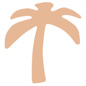 May include: A simple illustration of a palm tree in a light peach color.