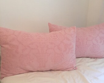 Set Of Two Ballet Pink Hobnail Chenille Shams For 20" x 30" Pillow Insert