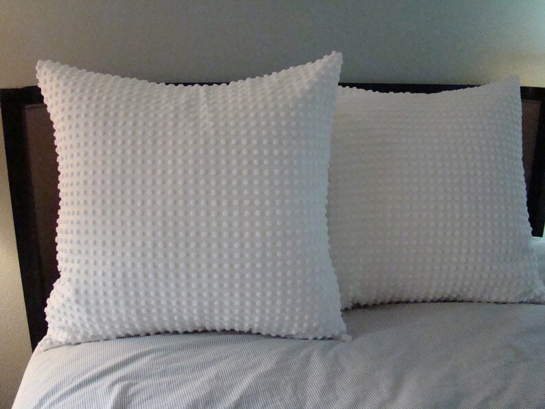 Set Of Two White Tufted Chenille Euro Shams For 26 Etsy