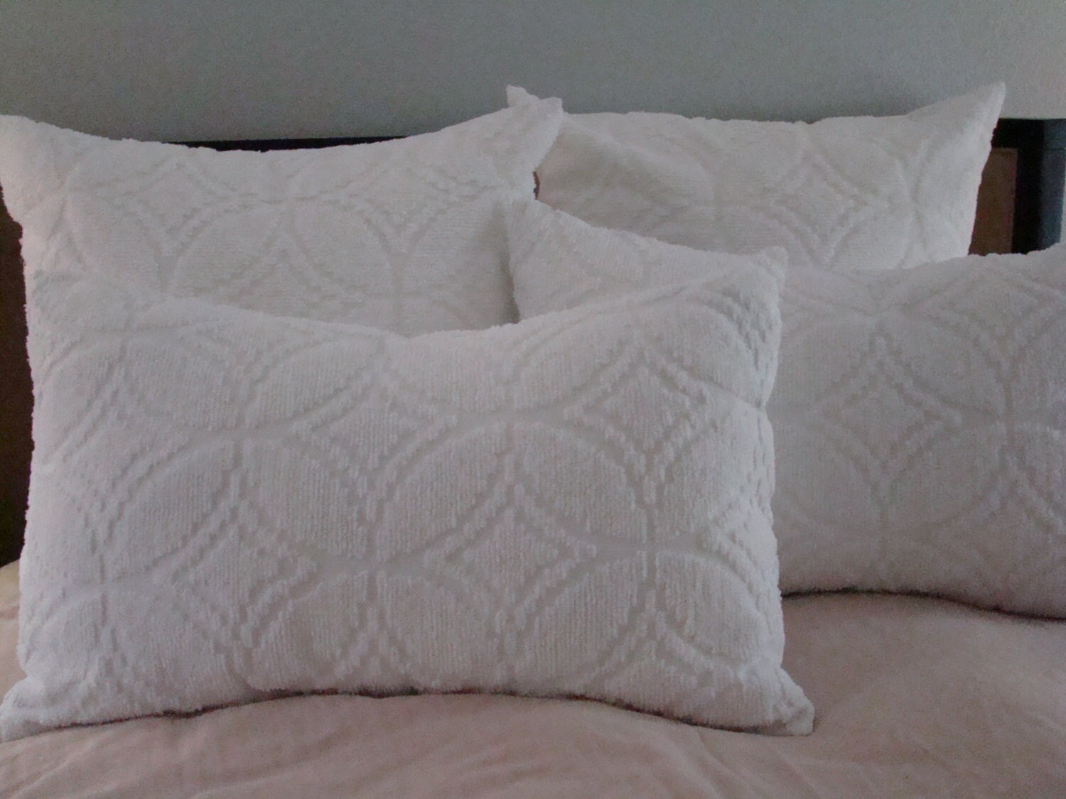 Set Of Two White Chenille Pillow Shams for 20 x 30 Etsy