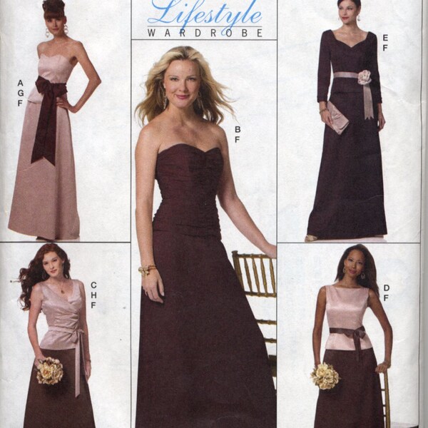 Formal or evening 2-piece ensemble, Butterick B5419, Misses sizes 8, 10, 12, 14, five top styles