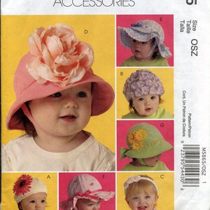 Flowery, Summer/Spring Hat, Headband pattern, baby girls, toddlers - McCall's M5865, all sizes up to 20-1/2 inches