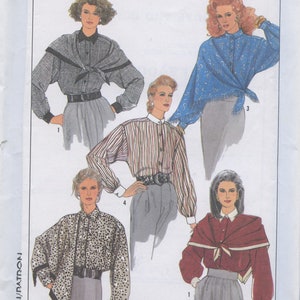 Vintage 1980s buttoned blouse and scarf pattern - McCall&#39;s 8806 - UNCUT - Misses&#39; sizes 8, 10, 12, 14