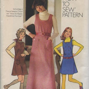 Vintage 1970s Misses&#39; Jumper in Two Lengths, Neckline Interest - Simplicity 5203 - UNCUT - Size 10, Bust 32-1/2&quot;