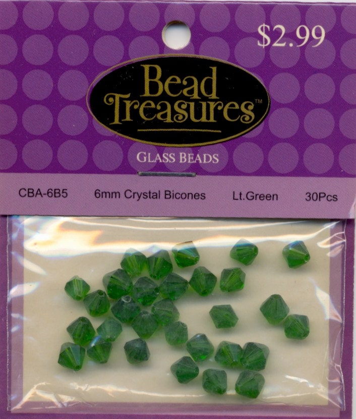 Bead Treasures 6mm Crystal Bicones Light Green 30 Beads Etsy