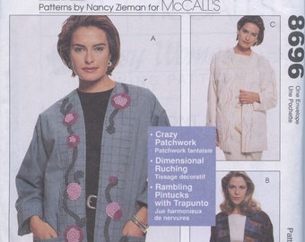 Misses Lined Jackets pattern, decorated embellishments, Sewing with Nancy, McCall's 8696 - UNCUT - All Sizes S, M, L, XL