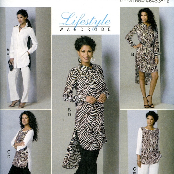 Long tunic, hi-lo hems, pants, separates, Butterick B6294 - UNCUT - Misses sizes 8, 10, 12, 14, 16